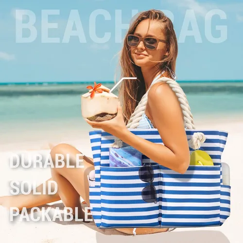 Miniatura 2 de Bolsas de playa extra grandes, impermeables, a prueba de arena, para vacaciones de verano imprescindibles