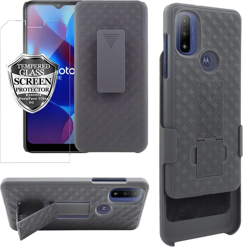 Miniatura 3 de Compatible con Moto G Pure 2021 Slim Shell Funda resistente a prueba de golpes de cuerpo completo con vidrio templado, funda para teléfono