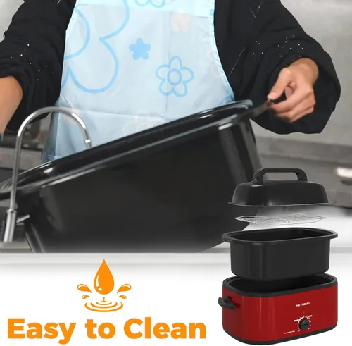 Miniatura 5 de Horno rostizador eléctrico, con tapa visible y autohumectante, grande, funciones de descongelado y mantenimiento de calor, temperatura ajustable
