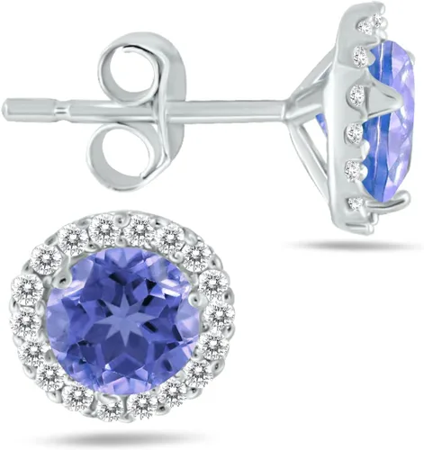 Miniatura 23 de Aretes de tuerca de diamantes naturales y piedras preciosas genuinas de 0.197 in en oro blanco de 14 quilates