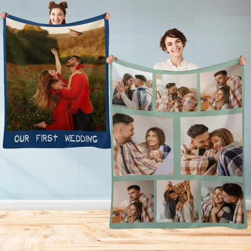 Miniatura 27 de M YESCUSTOM Manta personalizada con imagen y texto, manta personalizada de collage de fotos, mantas de vellón personalizadas para regalo de 1 imagen
