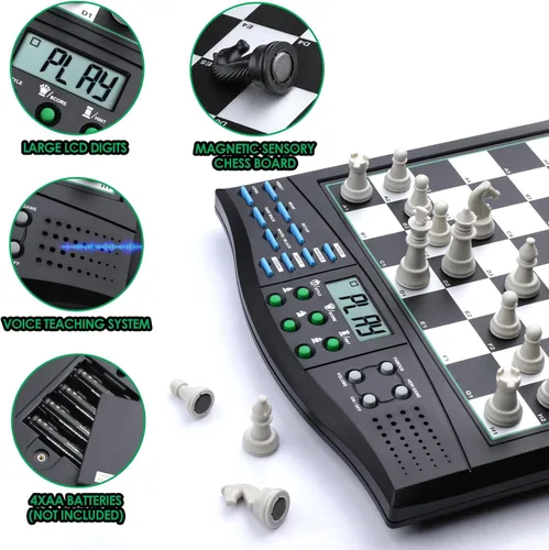Miniatura 6 de Tablero de ajedrez electrónico Talking Chess Academy, tablero de ajedrez inteligente con sistema de enseñanza de voz, juego de ajedrez