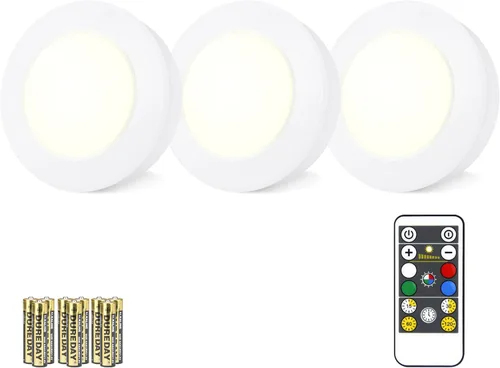 Miniatura 11 de Luces LED inalámbricas de disco con control remoto (paquete de 6), luces para debajo del gabinete, luz que cambia de color, luz regulable