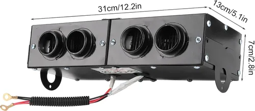 Keenso Ventilador de calefacción para automóvil, desempañador ajustable de 12 V 800 W, calentador de coche para automóviles, camiones, caravanas y