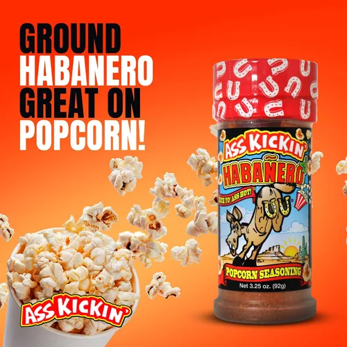 Miniatura 3 de ASS KICKIN' Condimento para palomitas de maíz Habanero – Ideal para palomitas de maíz gourmet o alitas de pollo y carne – Perfecto para rellenar