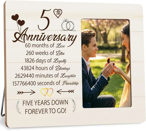 Miniatura 8 de Marco de fotos de 1er aniversario para pareja, aniversario de 1 año, boda, San Valentín, regalos para él y ella, marcos para fotos de 4 x 6 pulgadas