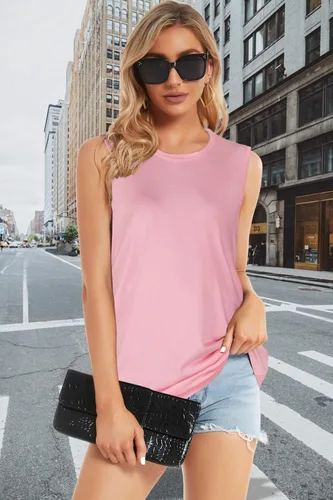 Miniatura 6 de Camisetas sin mangas para mujer, de verano, informales y holgadas, blusas tipo túnica