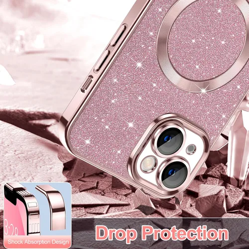 Miniatura 120 de Hython Funda para iPhone 14 Pro Max con purpurina, fundas magnéticas transparentes para teléfono con protector de lente de cámara