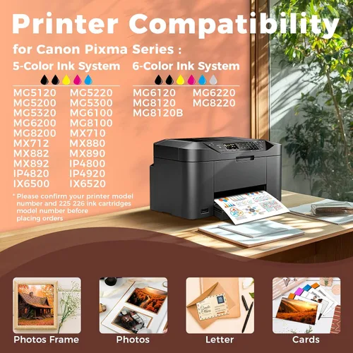 Miniatura 4 de Miss Deer Paquete de 21 cartuchos de tinta 225 y 226, repuesto compatible para Canon PGI-225 CLI-226 para MG6220 MG6120 MG5320 MG5220 MX882 MX892