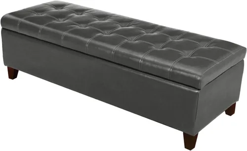 Miniatura 8 de Joveco Banco otomano de almacenamiento, banco de entrada copetudo con botones con remache, reposapiés para sala de estar y dormitorio (beige oscuro)