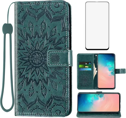 Miniatura 11 de Funda de teléfono para Samsung Galaxy S10e Cartera con protector de pantalla de vidrio templado, funda magnética de cuero, soporte para tarjetas