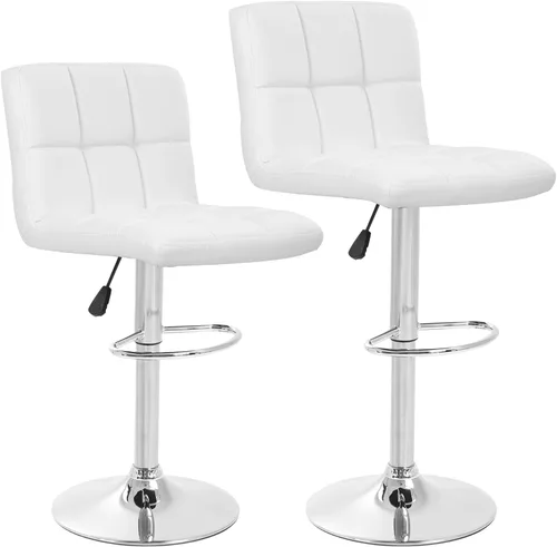 Miniatura 11 de Juego de 2 taburetes de bar, taburete giratorio ajustable de piel sintética, silla de comedor giratoria hidráulica con reposabrazos, sillas modernas