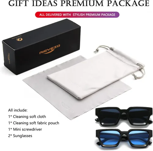 Miniatura 185 de AIEYEZO Gafas de sol cuadradas para mujeres y hombres, gafas de sol cuadradas con montura gruesa, estilo de diseñador simple
