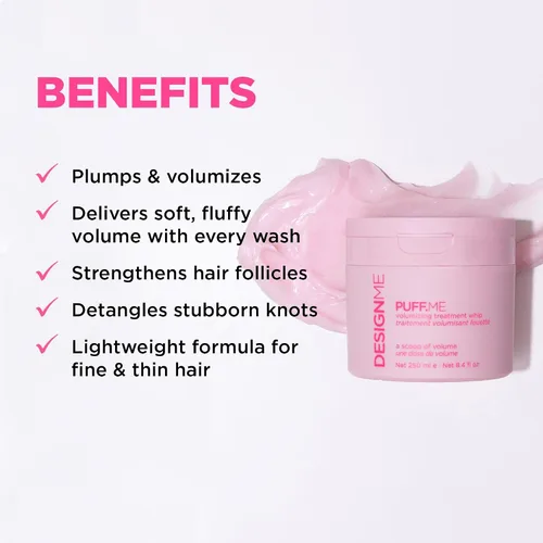 Miniatura 2 de Design.Me PUFF.ME - Látigo de tratamiento voluminizador Máscara voluminizadora ligera con ácido hialurónico para cabello fino y mediano Añade