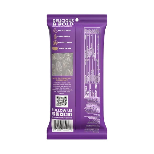 Miniatura 7 de SMACKIN' Semillas de girasol, tostadas Jumbo de lote pequeño, hechas en Estados Unidos - Canela Churro. Bolsas de 1.5oz (paquete de 36)