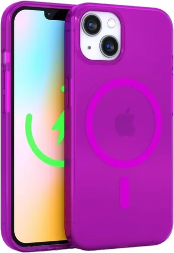 Miniatura 12 de FELONY CASE - Funda protectora transparente azul neón para iPhone 13 / iPhone 14, cubierta brillante absorbente de golpes de TPU y policarbonato