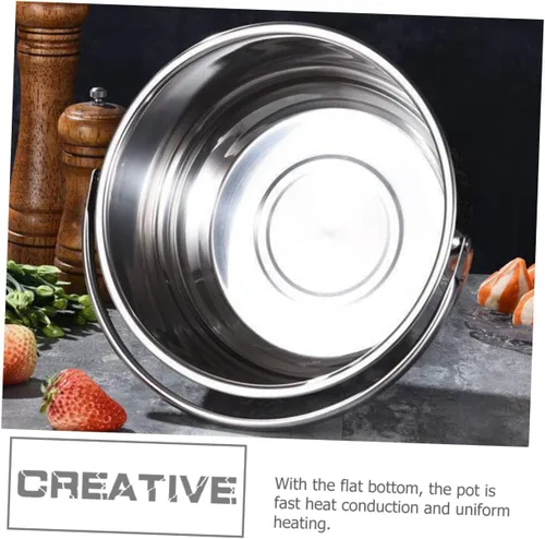 Miniatura 6 de KICHOUSE Olla de cocina de acero inoxidable Olla de acero inoxidable Petit Kitchen Stock con tapa Tazones grandes para mezclar Multifuncional