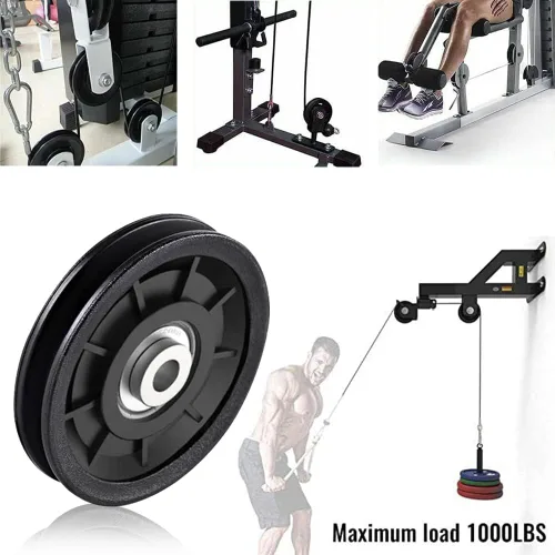 Miniatura 2 de 8 piezas de repuesto de rueda de polea de rodamiento de nailon de 3.5 pulgadas para equipo de gimnasio, máquina de cable universal a prueba