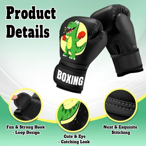 Miniatura 6 de Guantes de boxeo para niños y niñas, guantes de entrenamiento de boxeo juvenil para niños de 3 a 9 años, guantes de entrenamiento de 4 onzas