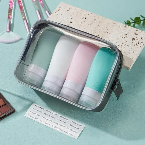 Miniatura 7 de INSFIT Botellas de viaje para artículos de tocador, recipientes de tamaño de viaje de 3 onzas aprobados por la TSA, sin BPA, tubos de silicona