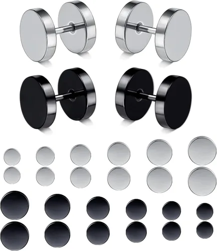 Aretes de acero quirúrgico 316L para hombre, con parte trasera plana, hipoalergénicos, de titanio, para mujer, Acero inoxidable, No es una piedra