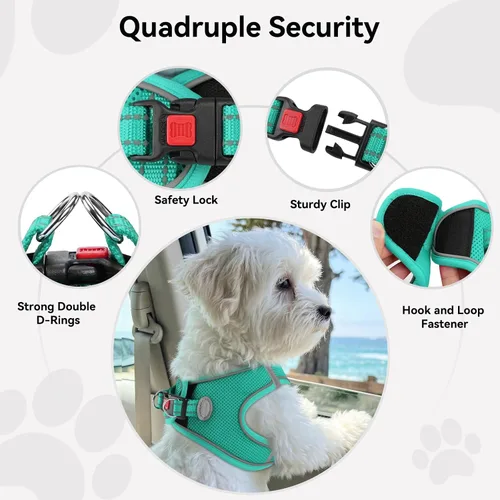 Miniatura 6 de Joytale Arnés para perro pequeño, chaleco de malla transpirable, arnés acolchado suave reflectante para perro de tamaño pequeño para caminar, verde
