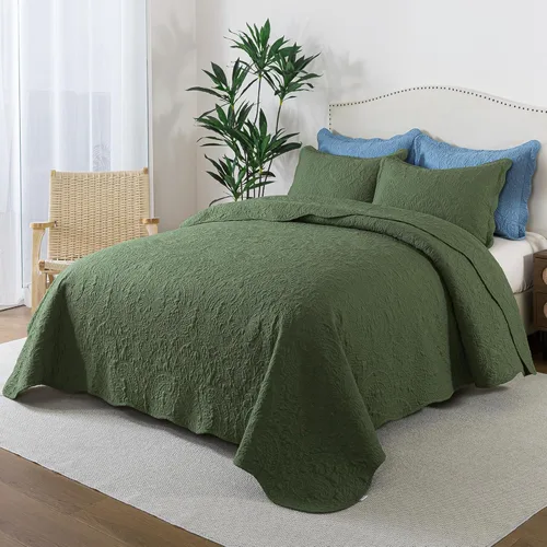 Miniatura 11 de HoneiLife - Juego de colcha de tamaño Queen, juego de ropa de cama de pana bordada de 3 piezas, colcha de lujo, ligera, cálida, para todas las Pana