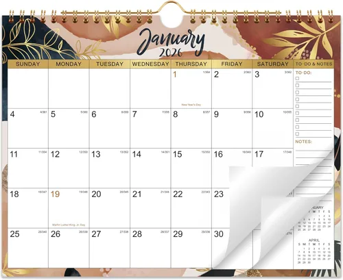 Calendario de pared 2026 – 11 x 8.5 pulgadas, calendario 2026, calendario mensual de pared 2026 de enero de 2026 a diciembre de 2026, calendario