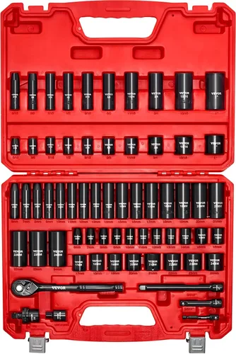 Miniatura 9 de Vevor - Juego de vasos de impacto de 1/2 pulgada, 43 piezas, juego de vasos de 1/2 pulgada, surtido de vasos estándar de alto torque con 4 barras
