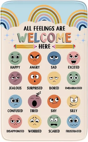 Miniatura 3 de Feelings Chart - Alfombra para el aula, salud mental, alfombra de esquina calmante para clase, alfombras antideslizantes y esponjosas