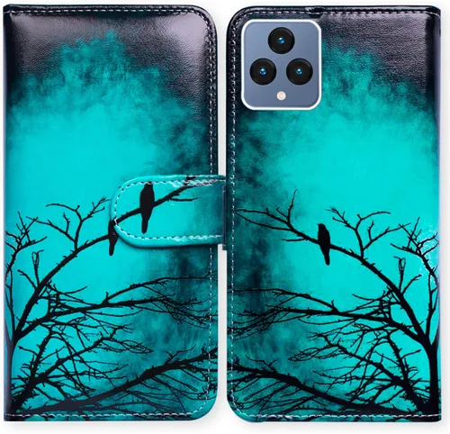 Bcov Funda de piel con tapa para T-Mobile REVVL 6X 5G y Revvl 6, incluye ranura para tarjetas y soporte, acabado mate, accesorio para mujer