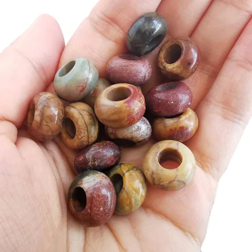 Miniatura 4 de 20 cuentas de jade Rondelle Picasso de piedra suelta de agujero grande para cristales y piedras curativas para hacer joyas Multicolor Picasso Jade