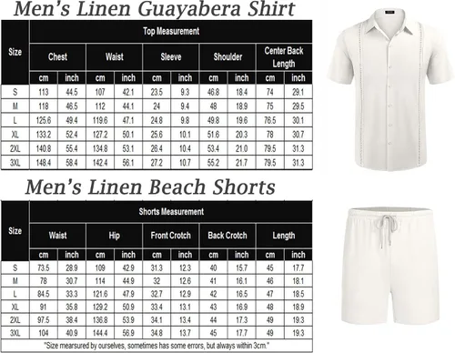 Miniatura 6 de COOFANDY Conjunto de 2 piezas de lino para hombre camisa con botones y pantalones cortos