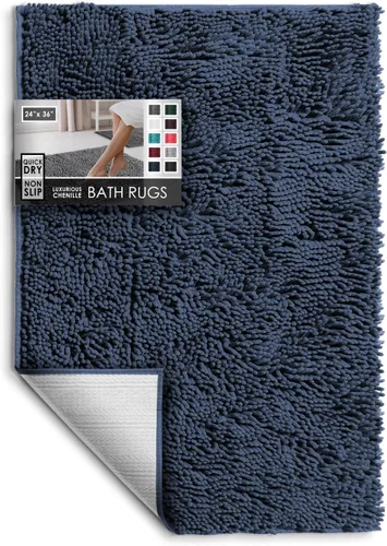 Miniatura 25 de Hearth & Harbor Alfombras de baño, tapete de baño de chenilla - Alfombras de baño lavables a máquina para baño con respaldo antideslizante de goma