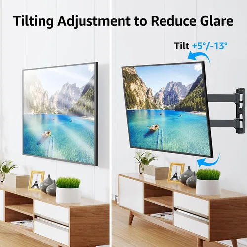 Miniatura 5 de MOUNTUP Soporte de pared para TV de movimiento completo para televisores de 26 a 55 pulgadas, soporte de pared de esquina con brazo articulado único