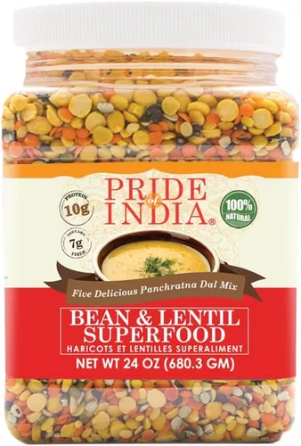 Miniatura 23 de Orgullo de la India - Lentejas Masur marrones enteras de la India, ricas en proteínas y fibra, 1.5 libras de frasco