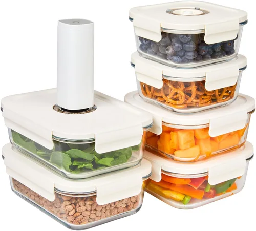 Miniatura 12 de HOLDN’ STORAGE Recipientes de almacenamiento al vacío para alimentos, juego de 4 recipientes de compartimentos y bomba electrónica - Mantenga