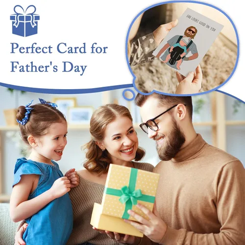 Miniatura 4 de Qiliji Tarjeta de felicitación para papá, regalo de primer cumpleaños para papá, tarjetas del primer día del padre, papá se ve bien en ti