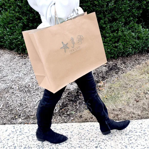 Miniatura 4 de Prime Line Packaging Bolsas de regalo marrones, bolsas de compras de papel kraft grandes con asas para pequeñas empresas, boutiques, tiendas