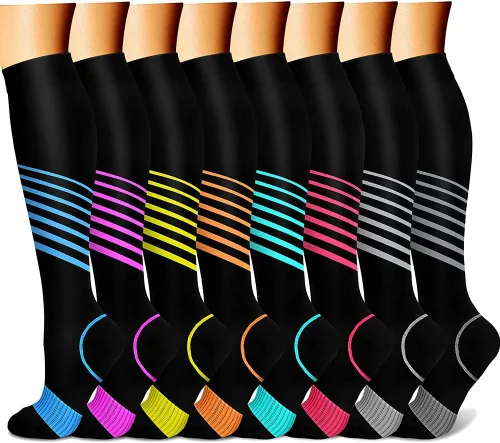 Miniatura 26 de CHARMKING Calcetines de compresión para mujeres y hombres para circulación (8 pares) 15-20 mmHg, mejor soporte para ciclismo atlético