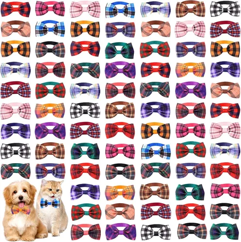 Miniatura 12 de Segarty Corbatines para perros, 40 piezas de collares con corbatín ajustables para mascotas pequeñas y medianas, corbatines cómodos para el cuello
