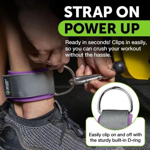 Miniatura 3 de Gradient Fitness Correas de tobillo (paquete de 2) Correa de tobillo para máquina de cable, bandas de tobillo para entrenamiento, correa
