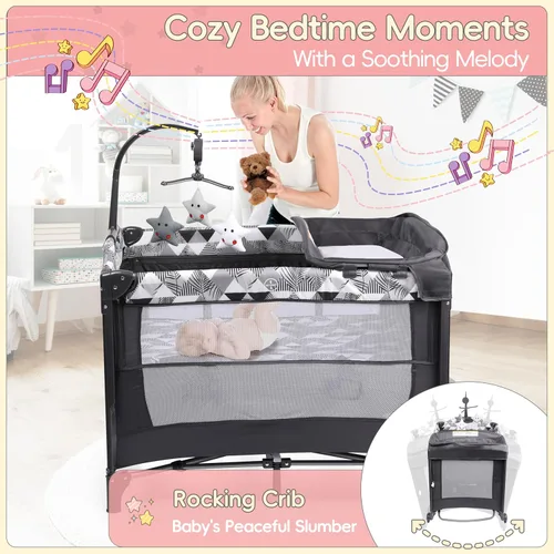 Miniatura 5 de Xilingol Moisés de bebé 5 en 1 junto a la cama, corralito portátil con mesa cambiadora, cuna de bebé con bolsa de transporte, moisés de colecho que