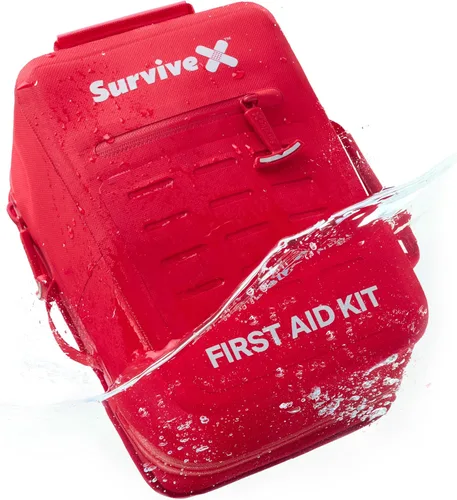 SurviveX Kit de primeros auxilios impermeable grande para automóvil, viajes y hogar, kit de emergencia para senderismo, camping, mochilero y al aire