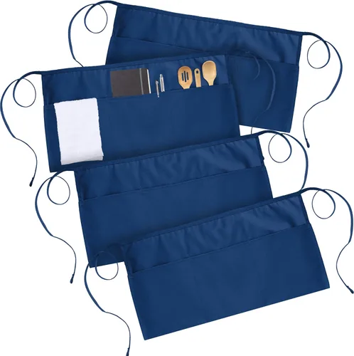Miniatura 29 de Utopia Wear Paquete de 4 delantales con 3 bolsillos, delantal de cintura para camarera, 12 pulgadas