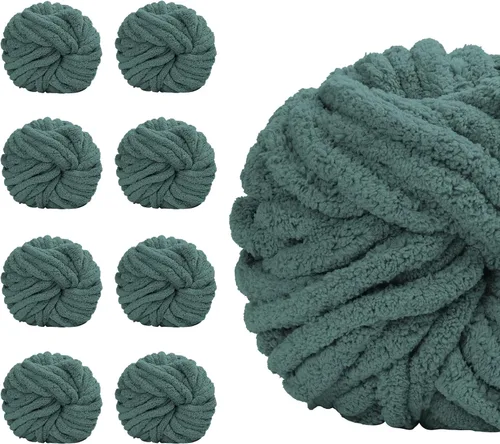 Miniatura 8 de SUNTQ Paquete de 8 hilos gruesos surtidos, hilo esponjoso de felpilla gruesa y voluminosa para tejer a ganchillo, tejer a mano, tejer con el brazo