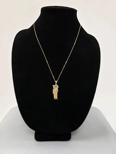 Miniatura 2 de LA BLINGZ Collar con colgante de circonita cúbica de San Jude de oro tricolor de 14 quilates, Metal, Circonia cúbica