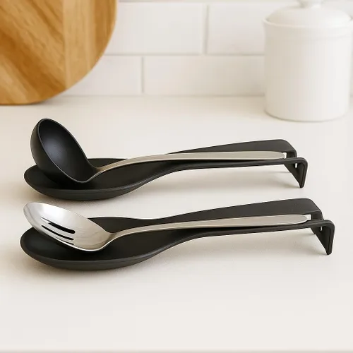 Miniatura 5 de Juego de 2 cucharas de cocina de nailon para estufa, cucharas de degustación, utensilios para mantener los contadores limpios, resistente al calor