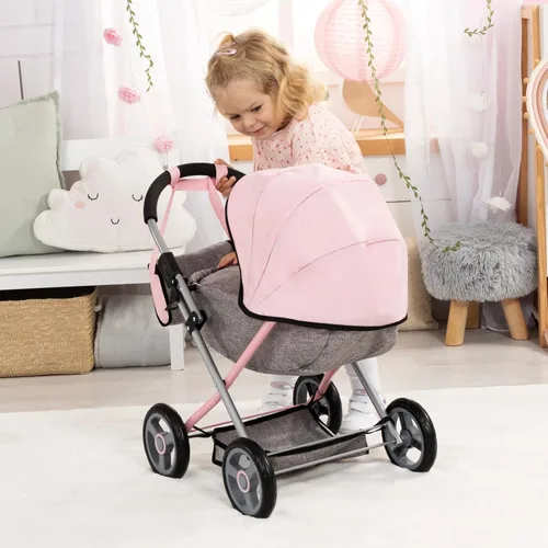 Miniatura 3 de Bayer: Juego de cochecito de muñeca bebé 4 en 1 Conjunto acogedor - Muñecas hasta 45.72 cm (Rosa/Gris) Muñecas bebé Fingir Vestirse Accesorio