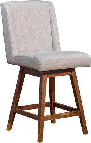 Miniatura 23 de Armen Living Sicily Modern Farmhouse Taburete giratorio de madera negra de 30 pulgadas de altura de asiento para encimera de isla de cocina en tela